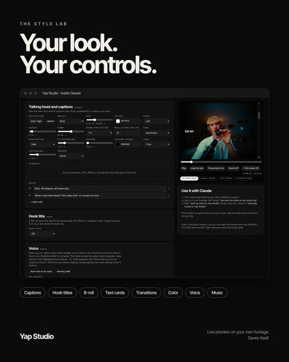 Yap Studio- Your AI editor for cinematic talking-head reels
